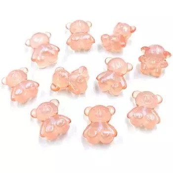 Товары для вечеринок Мультяшный кулон Мода Симпатичные флуоресцентные цвета 6 цветов Горизонтальное отверстие Медвежьи бусины 10 шт. Ожерелье DIY Ювелирные аксессуары оранжевый