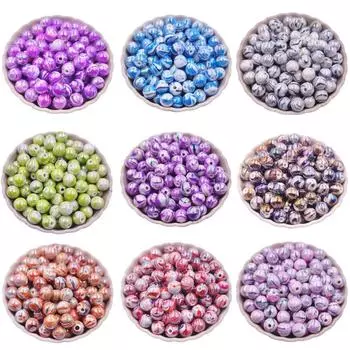 Товары для вечеринок, оптовая продажа, полоса AB, кулон 8-14 мм, 5-30 шт., ожерелье, браслет, аксессуары для самостоятельного изготовления, акриловые свободные бусины для изготовления ювелирных изделий 14mm 5Pcs