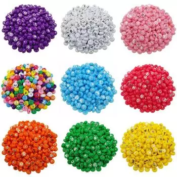 Товары для вечеринок, ожерелье, браслет, плоские буквы, свободные бусины, акрил, 20 шт., 10 мм, ручная работа, изготовление украшений своими руками для