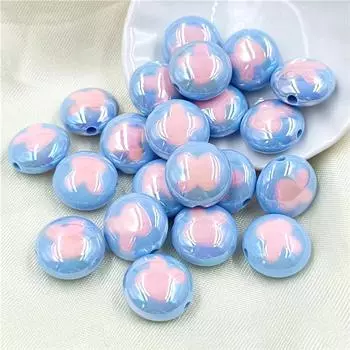 Товары для вечеринок, ожерелье, браслет, УФ-бусины, двухцветный кролик, сплющенный, ручная работа, материал, кулон, 5 шт., самодельная шпилька, изготовление ювелирных изделий, позолоченный цвет розовый