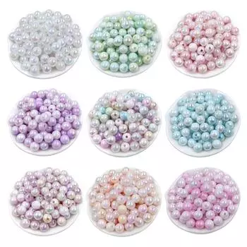 Товары для вечеринок, ожерелье, ювелирные изделия, бисерный материал, серьги, браслет, 50 шт., круглые бусины, двухцветные, модные аксессуары ручной работы, 8/10 мм, цвет AB 8mm