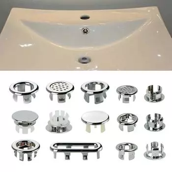 Товары для вечеринок Пластиковые принадлежности для ванной комнаты 2 шт. Керамическая раковина с круглым кольцом Кольцо для перелива Горячая распродажа Хромированная отделка Кольцо для защиты от пролитой воды Популярное 1