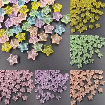 Товары для вечеринок Прозрачные красочные аксессуары для изготовления ювелирных изделий Блестящие большие звездные бусины Заднее отверстие для кольца для волос Акриловая смола Детские игрушки 10 шт. розовый