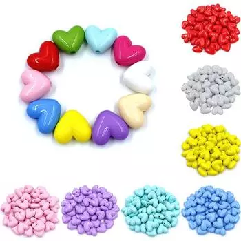 Товары для вечеринок Ручная работа Сплошной цвет Свободные бусины-разделители для изготовления ювелирных изделий Браслет Ожерелье Серьги Акрил 10шт 17мм Форма сердца Разноцветные белый