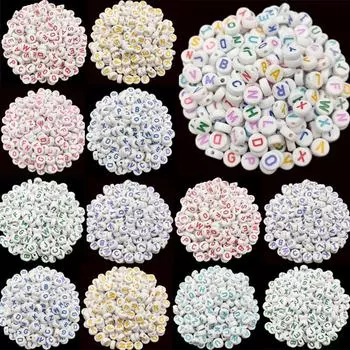 Товары для вечеринок, свободные бусины, белые разноцветные буквы, яркие цвета, ожерелье, браслет, подвеска для изготовления ювелирных изделий, поделок своими руками, 20 шт., 10 мм