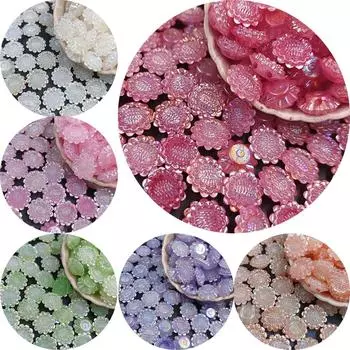 Товары для вечеринок своими руками Бусины своими руками Ювелирные изделия Аксессуары Подвески в форме цветка AB Цвет Двойные бусины с отверстиями Ручная работа 20 шт. Бисерные бусины в форме подсолнуха розовый