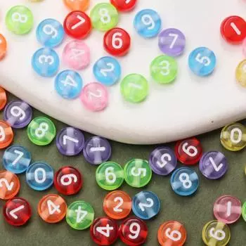 Товары для вечеринок своими руками цепочка для мобильного телефона бисерный материал цифровые бусины ожерелье изготовление аксессуары акрил 100 шт мода круглый 6.5 мм браслет Style 1