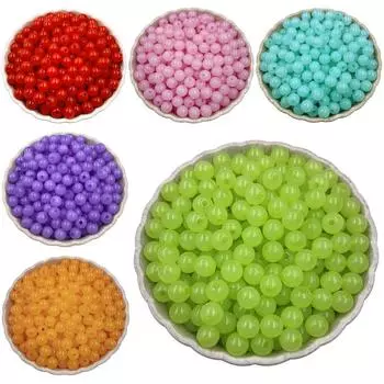 Товары для вечеринок своими руками Изготовление поделок Модные акриловые бусины 6 мм желейного цвета 200 шт. Бисероплетение Аксессуары для украшений Круглые белый