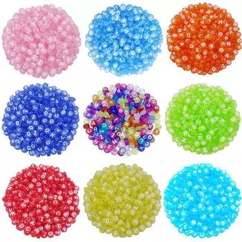 Товары для вечеринок своими руками, подвеска 50 шт./лот 7 мм, цветной фон, белые буквы, ожерелье, браслет, прозрачная буква для изготовления ювелирных изделий 7mm 50Pcs жёлтый