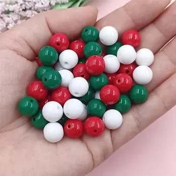 Товары для вечеринок в рождественском стиле, ожерелье, браслет, материал для изготовления ювелирных изделий, свободные бусины 8-16 мм, акриловые круглые аксессуары ручной работы, 15/20/30 шт. 8mm/30pcs