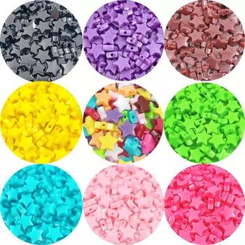 Товары для вечеринок Звезды Форма Браслет Ожерелье Аксессуары Бусины для изготовления ювелирных изделий DIY Акрил 11 мм 50 шт. Многоцветные разделительные бусины жёлтый