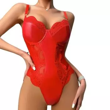 Товары для взрослых Костюм из лакированной кожи с кружевным вырезом Боди-корсет для женщин Сексуальные ночные рубашки Нижнее белье Экзотические костюмы для женщин Сексуальные бюстгальтеры S