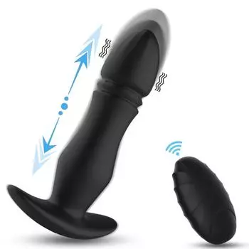 Товары для взрослых Пульт дистанционного управления Пуля Телескопическая Анальная пробка Женское Износостойкое Вибрационное Устройство для Мастурбации Black /Boxed