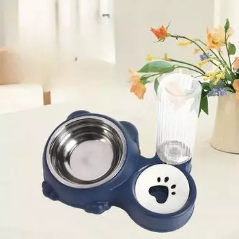 Товары для животных Две миски Автоматическая питьевая вода Корм для кошек Миска для корма для собак Миска из нержавеющей стали Керамическая миска для собак Миска для кошек Миска для кошек Защита для шеи Stainless steel blue