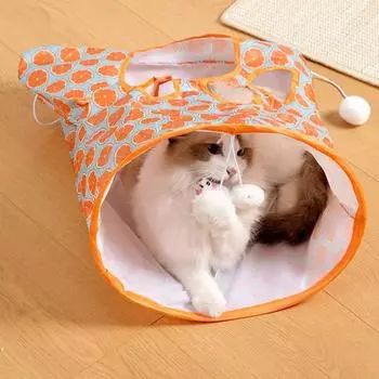 Товары для животных Игрушка-туннель для кошек Мешок для дрели Шуршащая игрушка для домашних животных Громкий бумажный глазок Интерактивная игрушка 3 шарика Катящийся дракон Забавная трубка для пряток Ручная работа оранжевый