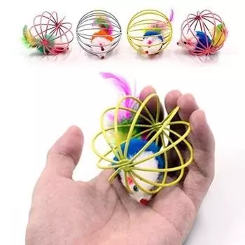 Товары для животных Игрушки для кошек и котят Забавный питомец Котенок играет с мышкой Крысой Мыши Игрушки для мяча в клетке