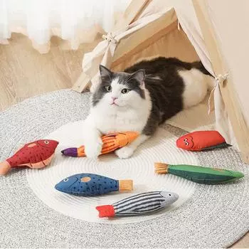 Товары для животных Игрушки для кошек и щенков Кошачья мята Морепродукты Рыба Снимает скуку Устойчив к укусам Забавный инструмент для кошек Моделирование Звуковая бумажная рыба