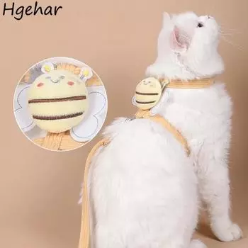 Товары для животных Кошачья шлейка Поводок Ошейники Регулируемые Мультяшные Пчелы Дышащие Маленькая Собачья Веревка Для Прогулок На Открытом Воздухе Милые Портативные Простые bust 22-33cm