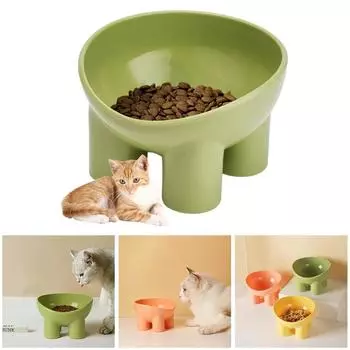 Товары для животных Macaron Color Elephant Foot Bowl Neck Guard Anti-Busted Pet Plastic Bowl Bowl Cat Ta V6F8 Blue-One size