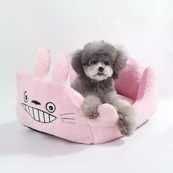 Товары для животных Милое гнездо с мордочкой Тоторо, теплая собачья кровать, разноцветный диван-кровать для собак Four Seasons S 37 * 34cm