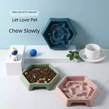 Товары для животных Шестиугольная антиопрокидывающаяся миска для кошек и собак, пищевой пластиковый поддон для медленного кормления