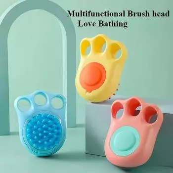 Товары для животных Силиконовая щетка для ванны Массажная расческа Силиконовая мягкая многофункциональная щетка для головы Расческа для чистки кошек серый