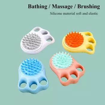 Товары для животных Силиконовая щетка для ванны Массажная расческа Силиконовая мягкая многофункциональная щетка для головы Расческа для чистки кошек серый