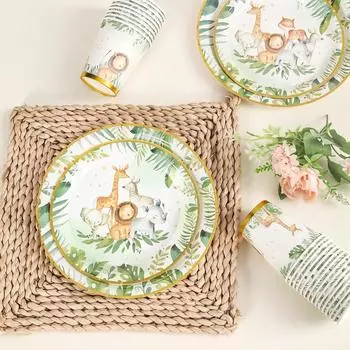 Товары для животных в джунглях, посуда, украшения для вечеринки в честь дня рождения, для мальчиков, тема сафари в джунглях, декор для вечеринки, зеленый лес, лес оливковый