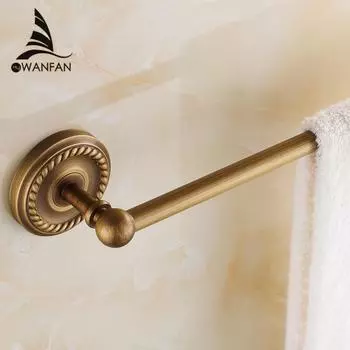 Towel Bars 60cm Single Rail Antique Brass Towel Holder Bath Shelf Towel Hangers Bathroom Accessories Black Wall Shelves HJ-1310