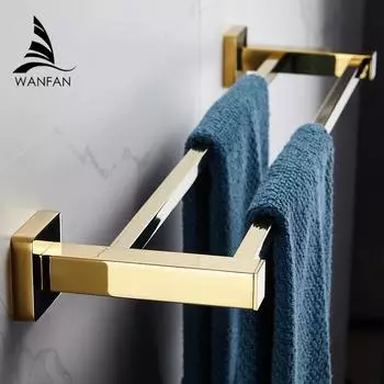 Towel Bars Wall mounted Double Towel Bar Chrome Plated Towel Holder Solid Brass Classic Towel rack Modern Made Chrome 7511