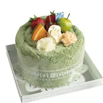 Towel Cake Senshu Towel Fruit Birthday Cake Present Towel Gift Made in Japan Handmade (Green) зелёный