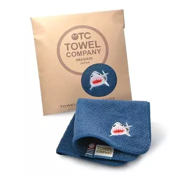 TOWEL COMPANY Имабари Полотенце Носовой платок 22 x 22 см Подарочная вышивка Жизнь в аквариуме Аквариум (Акула (Бронзовый Синий))