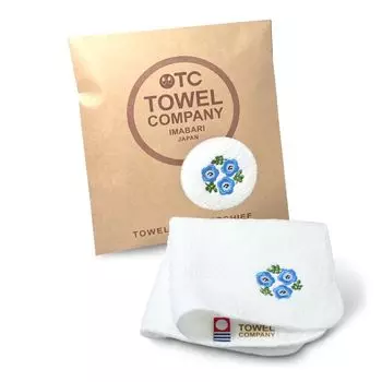 TOWEL COMPANY Имабари Полотенце Носовой платок 22 x 22 см Подарочная вышивка Цветок Ботанический сад БОТАНИЧЕСКИЙ САД (Немофила (Белый с оттенком))