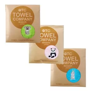 TOWEL COMPANY Набор полотенец Imabari из 3 шт., носовой платок для полотенец Animal Parade 2 (Коала, Кролик, Панда)