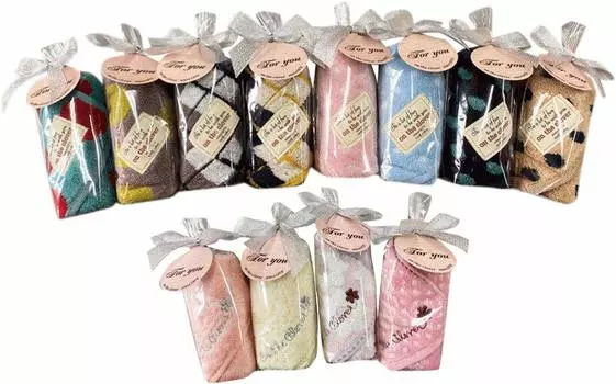 Towel Hagiwara Towel Handkerchief Gift Set of 12 Assorted Colors and Patterns with Wrapping for You Gift