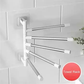 Towel Hanger Anti-rust Durable Rotatable Paper Hanging Bar Waterproof Kitchen Shelf Bathrooms Accessories Wall Mounted