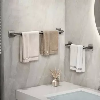 Towel Holder Space Aluminum No Drilling Bathroom Towel Organizers Self-adhesive Towel Bar Bathroom Shelves Hand Towel Bar