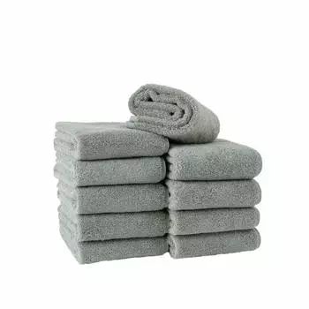 Towel Institute Face Towel Steel Gray Set of 10 Professional Specifications High Speed Absorption Cotton Durable Soft Volume Hotel Beauty Salon Salon
