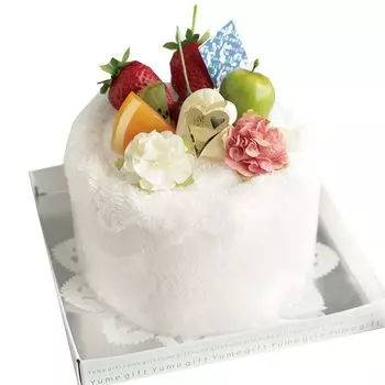 Towel Senshu Face Birthday Towel Made in Handmade Cake, Towel, Fruit, Towel, Cake, Present, Gift, Japan, (White)