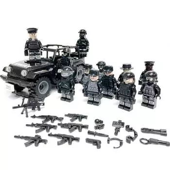 Towhon Police Commando SWAT 12 человек + чайный сервиз Jeep, черный