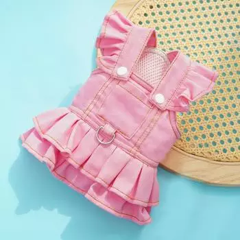 Towing Denim Harness Skirts Dog ClothesCat Dresses Pet Cat Supplies Dog Clothes XS