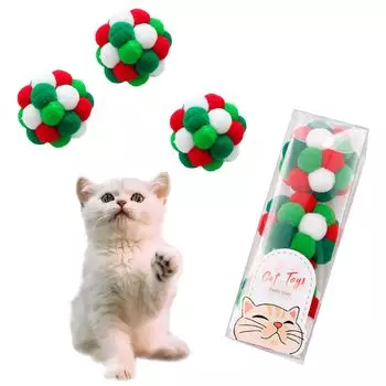 Town Wave Cat Pom Pom Pet Набор колокольчиков для домашних животных для взрослых кошек, надувной мяч, мяч, игрушка, 3, мяч, встроенный контейнер, упражнения, зелёный