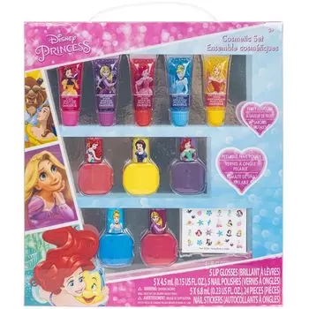 TownleyGirl disney princess 5 флаконов помады Disney Princess 5 штук съемных ногтей 24P nail 10 штук разных блесков, лаков, наклеек, детских