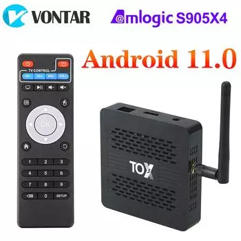 TOX3 Smart TV Box Android 11 4 ГБ 32 ГБ с Amlogic S905X4 2T2R Dual Wifi 1000M Интернет BT4.1 Поддержка AV1 4K 60 кадров в секунду DLNA Media Player 4G32G чёрный