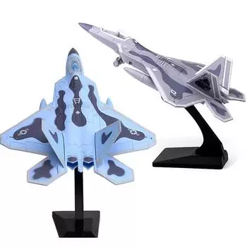 Toy F22 Alloy Fighter Aircraft Aviation Military Aircraft Toy Gift With Sound And Light синий