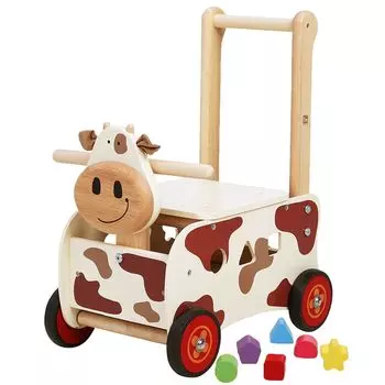 Toy Walker Ride Cow Wheelbarrow Rattle Wooden Toy Educational Toy Baby 1st Birthday Gift Boys Girls Edut I m &