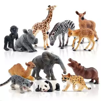 TOYMANY 12 шт. фигурки диких животных лесные животные набор реалистичные модели животных популярные игрушки животные подарок на день рождения украшения Рождество новый