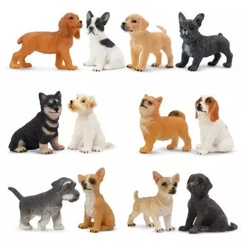 TOYMANY 12PCS набор фигурок собак Мини фигурка животного Модель собаки Реалистичная модель животного Реалистичная модель животного Мини модель Популярная игрушка животное игрушка на день рождения