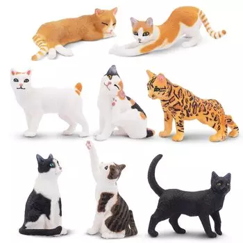 TOYMANY 8PCS Фигурка кошки Фигурка животного Милая кошка Реалистичная модель животного Модель кошки Популярная игрушка животное Подарок на день рождения Рождество Новый год Украшение