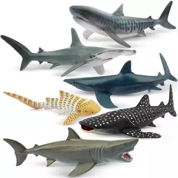 TOYMANY Animal 6PCS Shark Marine Animal Figure Living Sea Realistic Animal Shark Popular Birthday New Ages Figures, Figures, Set, 12cm-14cm, Things,